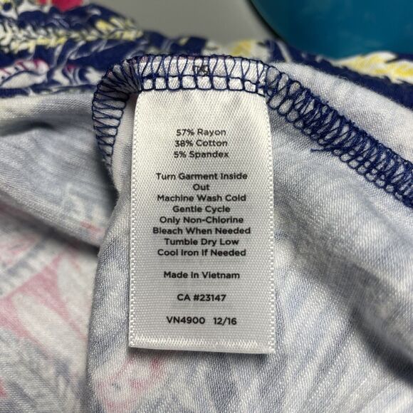 T by Talbots Floral Drawstring Waist Pocket Cap Sleeve Casual T-Shirt Dress Sz P - Picture 8 of 13